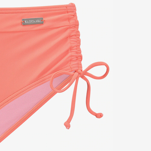 Conjunto de bikini de 2 piezas para mujer, color coral, de spandex/poliéster, con aros, top con escote redondo, cómodo, con lazos laterales - Product Image 4