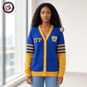 เสื้อคาร์ดิแกนไหมพรมอะคริลิคปักลาย Sigma Gamma Rho Sorority สำหรับผู้หญิงแบบเรียบง่าย |   งานออกแบบวินเทจตามสั่ง - Product Image 4