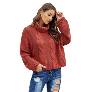 Autumn Winter Women's Cross-border Pure Color Large Size Loose Knit Cotton Cotton <b>Top</b> <b>Coat</b> Long Sleeve Pullover Sweater Women - Product Image 4