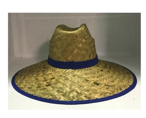 Natural Lifeguard Straw Hats with Wooden Bead Cotton Cord Headband Inside for Outdoor Sports Casual Fishing Wedding Home Parties - Product Image 2