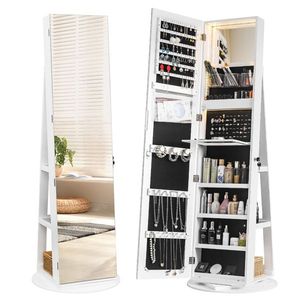 Large Capacity Lockable Mirror Jewelry Armoire with 360 Degrees Full Length Mirror 360 Degrees Organizer for Jewelry Storage - Product Image 6