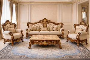 Muebles Clásicos Tallados de Estilo Barroco para Sala de Estar, Juego de Sofás de Madera de Teca Estilo Palacio, Compra de Muebles Personalizados para Sala de Estar, EE. UU. - Product Image 5