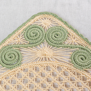แผ่นรองจานลายเกลียวกระดาษ JNC Square Spiral Paper Yarn Placemat ทำมือ เป็นมิตรกับสิ่งแวดล้อม ลายเรขาคณิตวินเทจ แต่งสีเขียว ปรับแต่งได้สำหรับโต๊ะอาหารที่บ้าน - Product Image 4