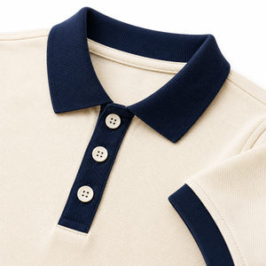 Polo pour garçons à col contrastant, manches courtes, en coton tricoté uni anti-boulochage, décontracté, été, pour enfants - Product Image 5