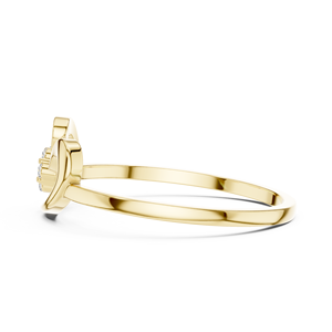 Elegante Anillo de Diamantes con Corazón Abstracto en Oro Amarillo para Mujer, Anillo de Compromiso, Promesa, Boda, Aniversario, Minimalista y de Lujo - Product Image 4