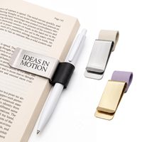 Clip para Billetes de Metal Premium con Lazo de Cuero PU Personalizado, Clip Multifuncional para Bolígrafos, para Regalos Promocionales Empresariales