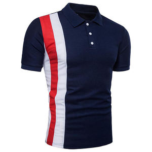 Men's Short Sleeve Color Blocked <b>Polo</b> <b>Shirt</b> White Red <b>Navy</b> Cotton Oxford Casual Wear - Product Image 4