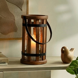 Linterna industrial de madera y metal personalizable Luce para decoración de bodas y Navidad en el jardín del hogar - Product Image 1