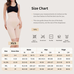 High Waist Beige Shapewear Shorts Breathable Knitted Spandex Nylon Skinny Fit Women's <b>Underwear</b> - Product Image 5