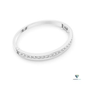 3.465 CT White <b>Gold</b> Round Lab Grown Diamond Channel <b>Set</b> <b>Bangle</b> Bracelet in 14K 18K Solid <b>Gold</b> - Product Image 2