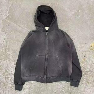 Wholesale Price Low MOQ Acid Washed Hoodie French Terry Cotton Vintage Distressed Acid Wash <b>Pullover</b> Hoodie for <b>Men</b> - Product Image 2