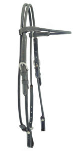 Cabezada de cuero genuino trenzado a mano ajustable para caballo occidental, con frenteira recta de cuero moldeado redondo, color marrón, talla 40 - Product Image 3