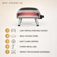Four à pizza au gaz propane de 12 pouces O-12G-T pour jardin, pique-nique, barbecue, vente en gros