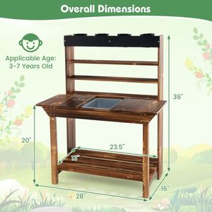 Tavolo da Giardinaggio in Legno per Esterni con Struttura in Legno di Abete Massiccio - Product Image 5