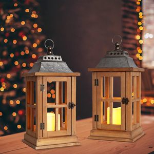 Vintage Style Candle <b>Lantern</b> <b>Set</b> of 2 Decorative <b>Lanterns</b> for Home Decor Indoor Outdoor Front Porch Garden Farmhouse Decor - Product Image 2