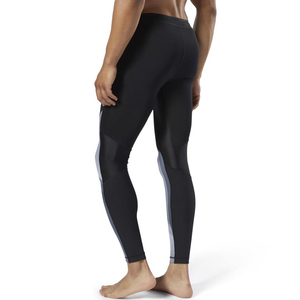 Men's Full Length Compression <b>Leggings</b> Black with Gray Panels Elastic Waist <b>Polyester</b>/Cotton Breathable Adjustable - Product Image 3