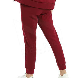 Women's Casual Red Solid Cotton Activewear 2-Piece <b>Set</b> with Sweatshirt & Joggers Loose Fit Eco-Friendly Sportswear All Seasons - Product Image 4