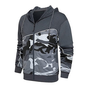 Men's Camouflage Tracksuit Full <b>Zip</b> <b>Hooded</b> Sweatshirt With Side Pockets Regular Fit Autumn Casual Wear Polyester Material - Product Image 6