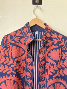 Handmade 100% Cotton Velvet Suzani Kimono Jacket | Autumn Winter Breathable Eco-Friendly Quilted Quick Dry O-Neck <b>Boho</b> Design - Product Image 2