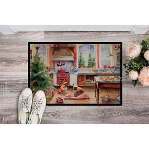 Bouledogue français Paillasson de biscuits de Noël Tapis d'entrée intérieur/extérieur antidérapant 18H X 27W Pile basse lavable - Product Image 2