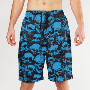 Shorts de Baño para Hombre con Estampado de Calavera, Azul y Negro, Secado Rápido, Cintura Elástica, Estilo Casual - Product Image 2