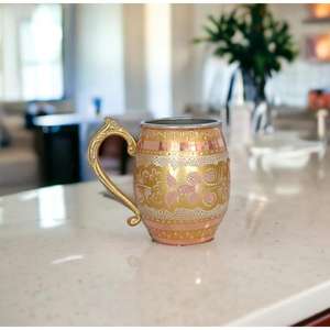 แก้วน้ำทองแดงแบบพกพา แก้วเบียร์ทรงแทงค์การ์ด สำหรับดื่ม งานฝีมือสุดหรู พร้อมฉนวนกันความร้อน/ความเย็น เป็นมิตรกับสิ่งแวดล้อม ลายเพ้นท์มือ - Product Image 5