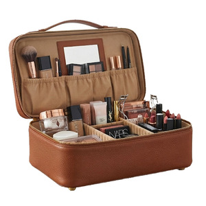 Trousse de Maquillage en Cuir Compacte, Organisateur Cosmétique de Voyage avec Fermeture Éclair, Pochette de Rangement Spacieuse pour Articles de Beauté Quotidiens - Product Image 5