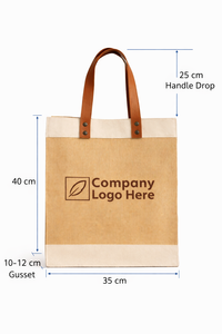 Bolsa de Yute Ecológica con Asas de Cuero Vegano, Bolsa de Compras Premium para Regalos Corporativos, Logotipo Personalizado - Product Image 2