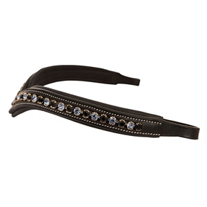 Trendy Horsekraft Customized English PU Leather Brow Band Horse Bridle Soft Padded Brown <b>Quick</b> Dry -Cob-Full <b>Linked</b> Crystals - Product Image 3