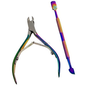 WORLD PRECISION SURGICAL Rainbow - Ensemble de repousse-cuticules en acier inoxydable double extrémité, outil de manucure professionnel, pince à cuticules, pédicure - Product Image 1
