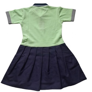 Haute qualité filles uniforme scolaire primaire étudiant à manches courtes vert chasuble robes couleur bloqué robe pour les enfants - Product Image 2