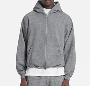OEM Custom Unisex Hooded Sweatshirt Jacket, Full <b>Zip</b> Fleece <b>Hoodie</b> with Embroidered Logo and Kangaroo <b>Pockets</b>, Wholesale - Product Image 2