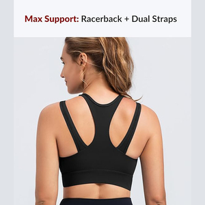 High Support Breathable Quick Dry Seamless Spandex/Polyester <b>Racerback</b> Athletic <b>Bra</b> for Yoga Gym Running - Product Image 3