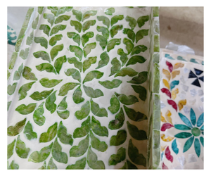 Panier de rangement moderne en rotin naturel pour cuisine, motif feuille verte, écologique, empilable, décoration d'intérieur - Product Image 1