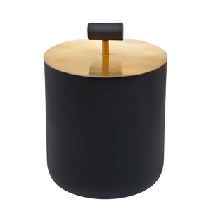 Luxury Black And Gold Insulated Beverage Chiller Contemporary Home Bar <b>Cart</b> Sleek Round Metal Wine Cooler Dark Charcoal Finish - Product Image 2