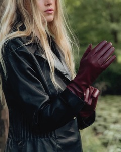 leather fashion <b>gloves</b> breathable safety <b>gloves</b> <b>wool</b> lining for women winter use - Product Image 3