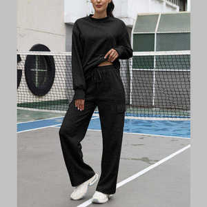 Women Loose Two Piece Set Autumn Winter Female Sports Suit Casual Short Pullover Hoodie and Trouser Tracksuits - Product Image 5