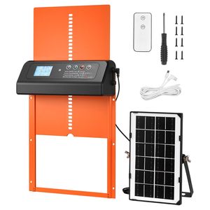 Porte automatique de poulailler alimentée par batterie solaire avec écran LCD, capteur de lumière, minuterie et télécommande pour cages à animaux - Product Image 1