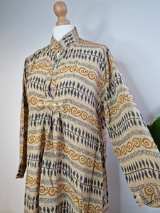 Robe mi-longue en crêpe de soie recyclée, sari indien coloré, confortable, vêtement de jour, kaftan - Product Image 3