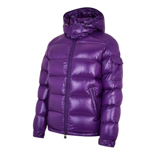 2024 Custom Logo <b>Zip</b>-<b>up</b> Men's Winter Puffer <b>Jacket</b> Nylon Canvas Breathable and Windproof with Hood Solid Color Plus Size - Product Image 1