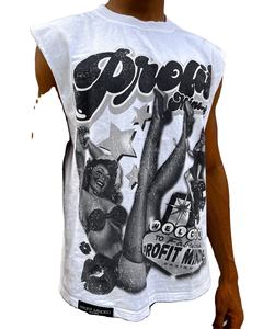 Camiseta sin mangas lavada con ácido serigrafiada personalizada camiseta sin mangas desgastada camisetas sin mangas para hombre - Product Image 3