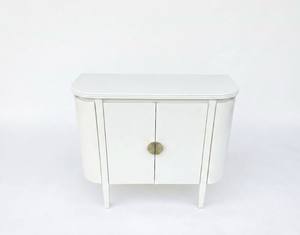 Moderno Gabinete de Almacenamiento Multifuncional de Madera Maciza de Roble Ecológico con Laterales Curvos, Consola Redondeada, Diseño Compacto, Color Blanco - Product Image 1