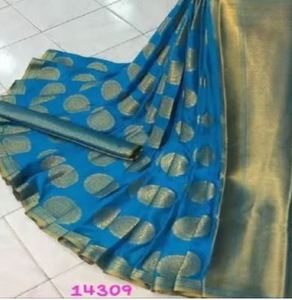 Sari Banarasi en soie verte douce de haute qualité, tenue de mariage traditionnelle indienne, mode estivale, pour fête de mariage, au meilleur prix - Product Image 3