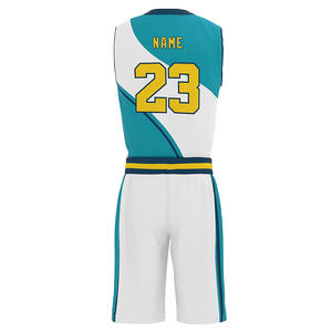 Breathable Polyester Mesh V Neck Sleeveless Reversible Basketball Jersey Shorts Custom Sublimation Print Sportswear Uniform Sets - Product Image 2