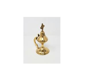 Quemador de incienso Bakhoor de metal dorado que agrega un toque real al diseño de la mesa de café con encanto tradicional de Oriente Medio. - Product Image 1