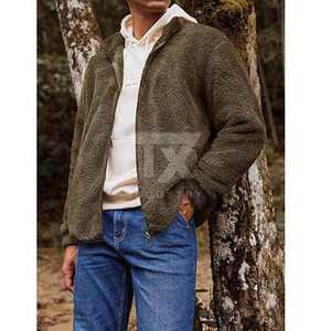 New Wholesale High Quality <b>Men's</b> <b>Sherpa</b> <b>Fleece</b> Jacket Custom Design Your Own Front Street Wear Full Zipper Canvas Coated - Product Image 2