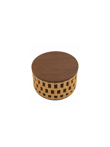 Mesa de Centro Moderna Redonda con Tapa de Madera y Ratán, Muebles Contemporáneos para Sala de Estar, Hechos a Mano por Profesionales, Resultado de Alta Calidad - Product Image 3