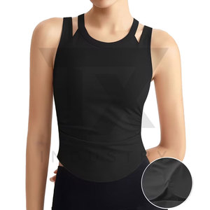 Débardeur tricoté respirant personnalisé pour femme avec logo frontal, style sportif pour le yoga - Product Image 1
