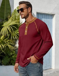Men's Henley Long Sleeve Shirt Moisture Wicking Quick Dry Breathable 100% Cotton Jersey Fabric Eco-Friendly Casual Summer - Product Image 6