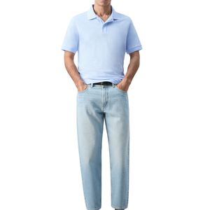 Camisa de Hombre Azul Claro, Lisa, Manga Corta, 100% Algodón, Corte Regular, Casual, Transpirable, Ecológica, Esencial para el Verano, Clásica - Product Image 4